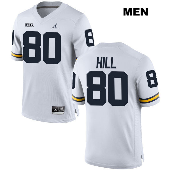 Men's NCAA Michigan Wolverines Khalid Hill #80 White Jordan Brand Authentic Stitched Football College Jersey TI25M76LZ
